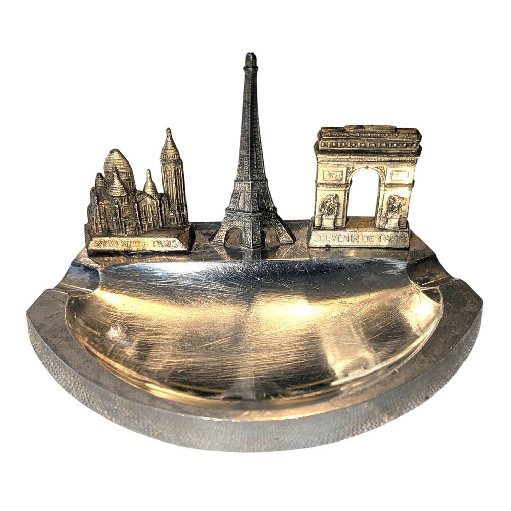 Paris Souvenir Ashtray France Made Eiffel Tower Arc de Triomphe Sacré‑Cœur VTG